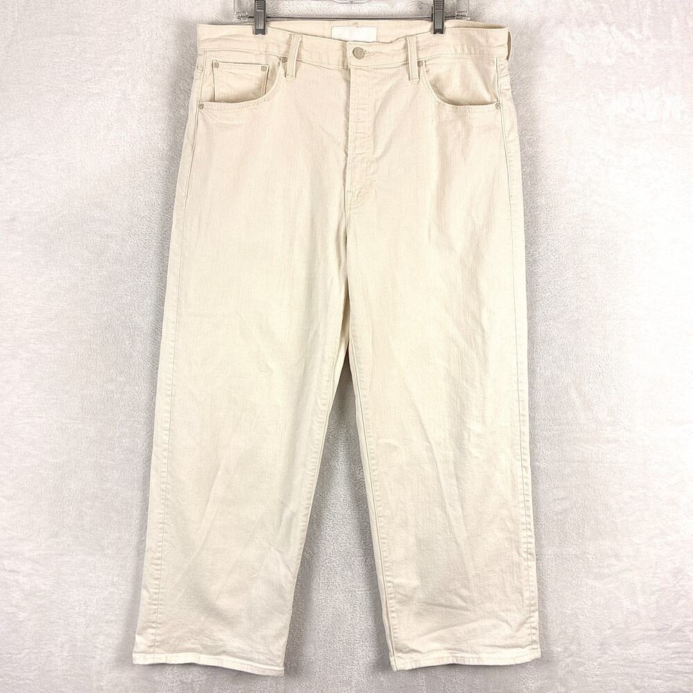 Mother Jeans Womens 34 Ivory The Dodger Ankle Wide Leg Preppy Festival Boho USA